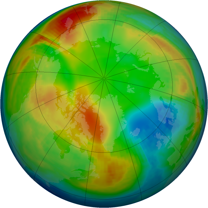 Arctic ozone map for 22 January 1983